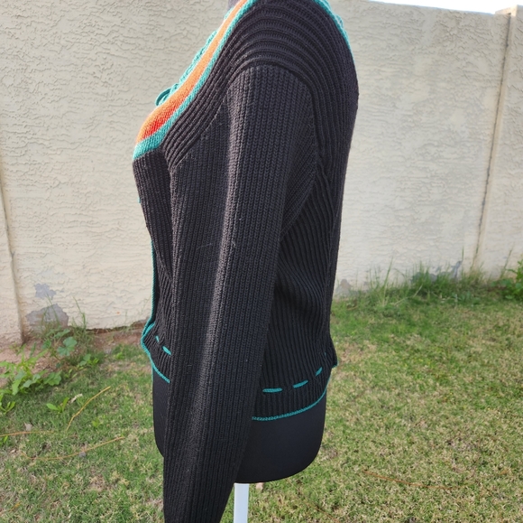 Vintage 1970s Black Bavarian Cardigan With Ties - Picture 3 of 12